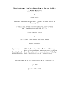 Simulation of In-Core Dose Rates for an Offline CANDU Reactor