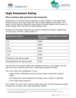 High Potassium Eating 