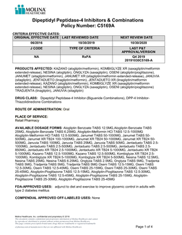 Dipeptidyl Peptidase-4 Inhibitors and Combinations