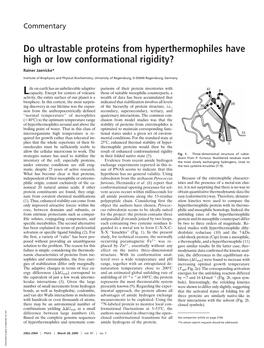 Do Ultrastable Proteins from Hyperthermophiles Have High Or Low Conformational Rigidity?