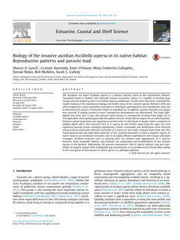 Biology of the Invasive Ascidian Ascidiella Aspersa in Its Native Habitat: Reproductive Patterns and Parasite Load