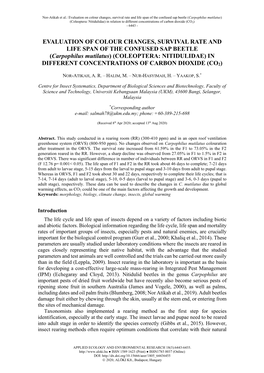 Carpophilus Mutilatus) (Coleoptera: Nitidulidae) in Relation to Different Concentrations of Carbon Dioxide (CO2) - 6443