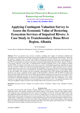 Applying Contingent Valuation Survey to Assess the Economic Value Of