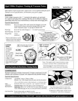 Opel 1900Cc Engines: Tuning & Vacuum Notes