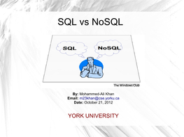 SQL Vs Nosql