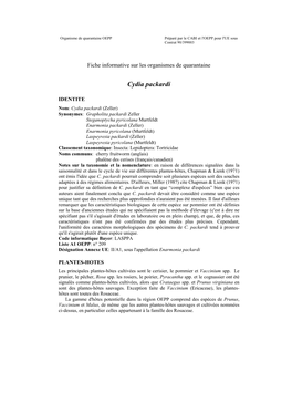 Organisme De Quarantaine OEPP Préparé Par Le CABI Et L'oepp Pour L'ue Sous Contrat 90/399003