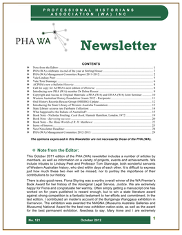 PHA (WA) Enewsletter October 2012