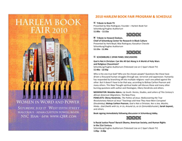 2010 Harlem Book Fair Program & Schedule