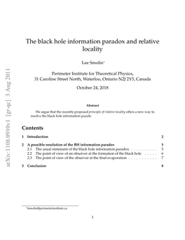 The Black Hole Information Paradox and Relative Locality Arxiv