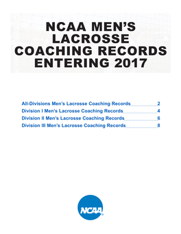 Ncaa Men's Lacrosse Coaching Records Entering 2017