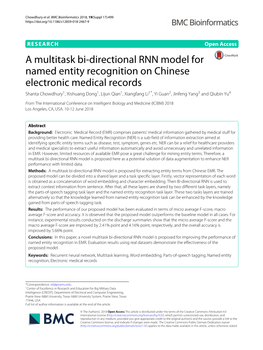 A Multitask Bi-Directional RNN Model for Named Entity Recognition On
