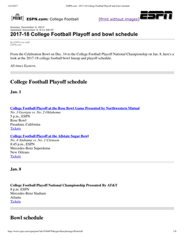 College Football Playoff Schedule Bowl Schedule