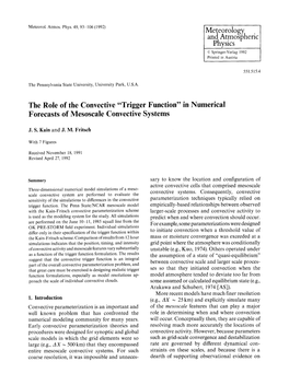 In Numerical Forecasts of Mesoscale Convective Systems