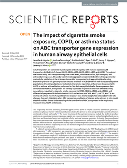 The Impact of Cigarette Smoke Exposure, COPD, Or Asthma Status