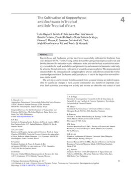 The Cultivation of Kappaphycus and Eucheuma in Tropical 4 and Sub-­Tropical Waters