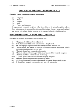 Component Parts of a Permanent Way