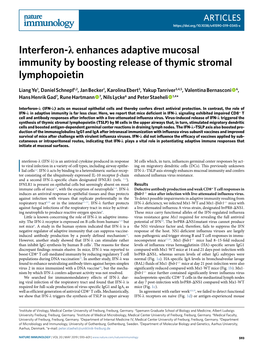 Interferon-Λ Enhances Adaptive Mucosal Immunity by Boosting Release of Thymic Stromal Lymphopoietin