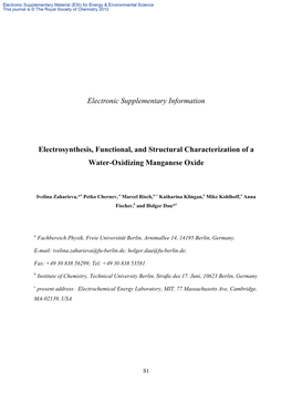 Electronic Supplementary Information Electrosynthesis, Functional, And