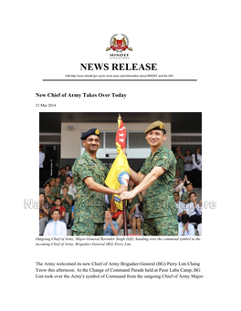 New Chief of Army Takes Over Today