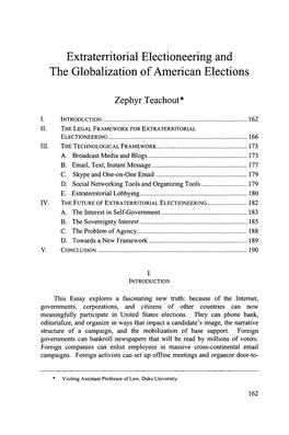 Extraterritorial Electioneering and the Globalization of American Elections