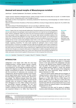 AR TICLE Asexual and Sexual Morphs of Moesziomyces Revisited