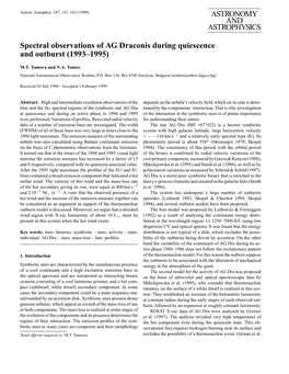 Spectral Observations of AG Draconis During Quiescence and Outburst (1993–1995)