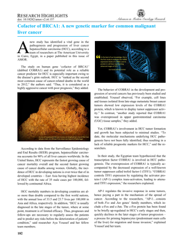 Cofactor of BRCA1: a New Genetic Marker for Common Malignant Liver Cancer