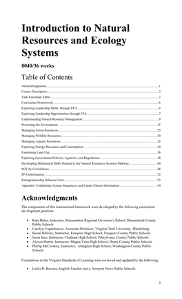 8040 Introduction to Natural Resources and Ecology Systems