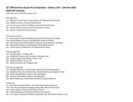 31St Official Great Aussie Pie Competition - Sydney 11Th - 13Th Nov 2020 2020 TOP 5 Results (Gold, Silver & Bronze Medalists Pages 4-25)