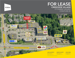 For Lease for Lease2773 Barnet Highway Coquitlam, Bc Creekside Village 2773 Barnet Highway Coquitlam, Bc