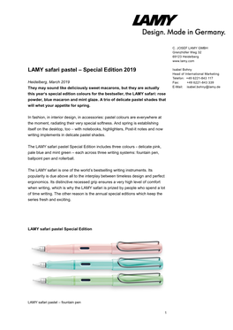 LAMY Safari Pastel – Special Edition 2019