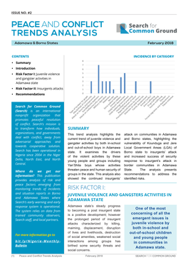 PEACE and CONFLICT TRENDS ANALYSIS Adamawa & Borno States February 2018