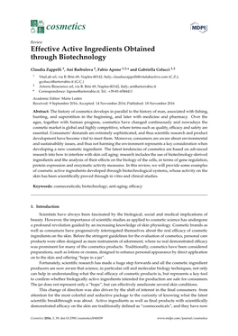 Effective Active Ingredients Obtained Through Biotechnology