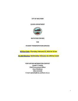 Invitation to Bid, School Bus Transportation, FINAL 2014-2017