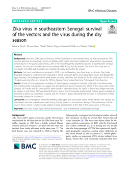 Zika Virus in Southeastern Senegal: Survival of the Vectors and the Virus