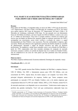 Wal-Mart E Suas Reestruturações Empresariais Para Disputar O Mercado Mundial Do Varejo 1