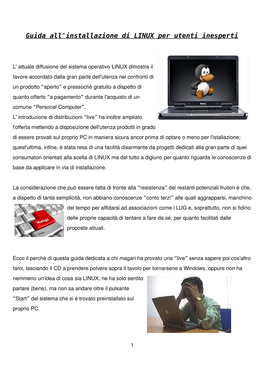 Guida All'installazione Di LINUX Per Utenti Inesperti