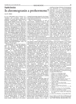 Is Chromogranin a Prohormone? Had Only a Fraction of the Pancreastatin Potency of the Peptide Characterized by Lee E