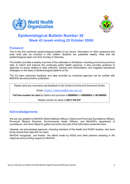 Epidemiological Bulletin Number 30 Week 43 (Week Ending 25 October 2009)