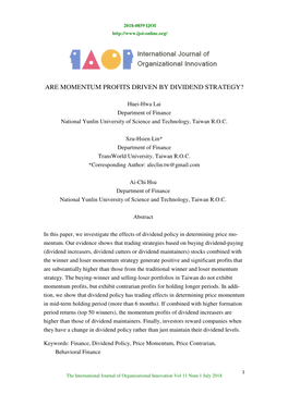 Are Momentum Profits Driven by Dividend Strategy?