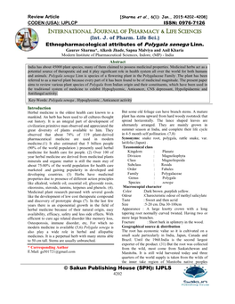 International Journal of Pharmacy & Life Sciences