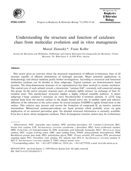 Understanding the Structure and Function of Catalases: Clues from Molecular Evolution and in Vitro Mutagenesis