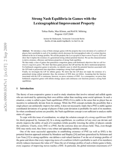 Strong Nash Equilibria in Games with the Lexicographical Improvement