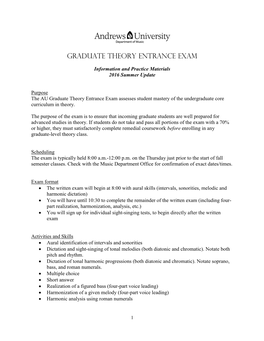 Graduate Music Theory Exam Preparation Guidelines