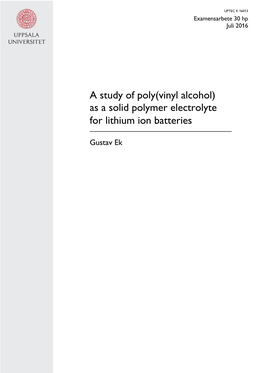 As a Solid Polymer Electrolyte for Lithium Ion Batteries