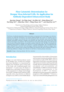 Flow Cytometric Determination for Dengue Virus-Infected Cells: Its Application for Antibody-Dependent Enhancement Study