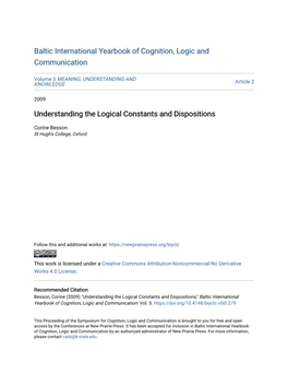 Understanding the Logical Constants and Dispositions