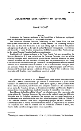 Quaternary Stratigraphy of Suriname 561