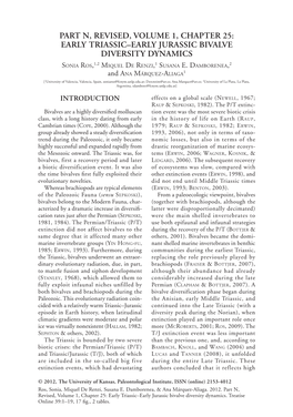 EARLY TRIASSIC–EARLY JURASSIC BIVALVE DIVERSITY DYNAMICS Sonia Ros,1,2 Miquel De Renzi,1 Susana E