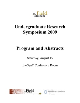 2009 FMNH REU Symposium Program